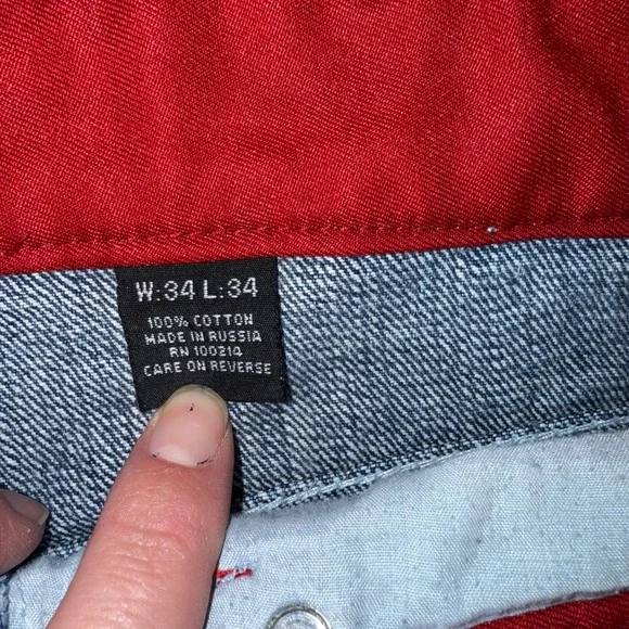 Vintage 90's Concrete Legends Men's Patchwork Denim Jeans W34 L34 athletic patch - Picture 5 of 9